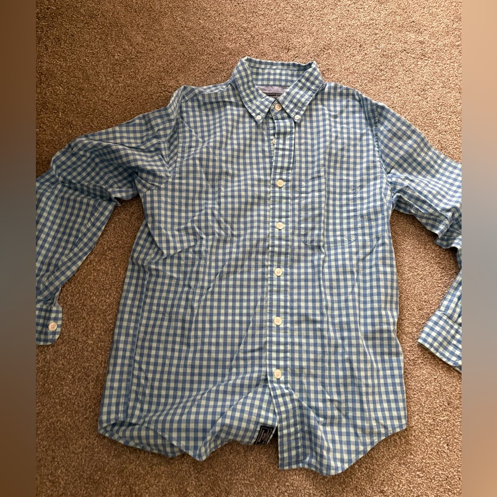 Blue checkered A&F dress shirt